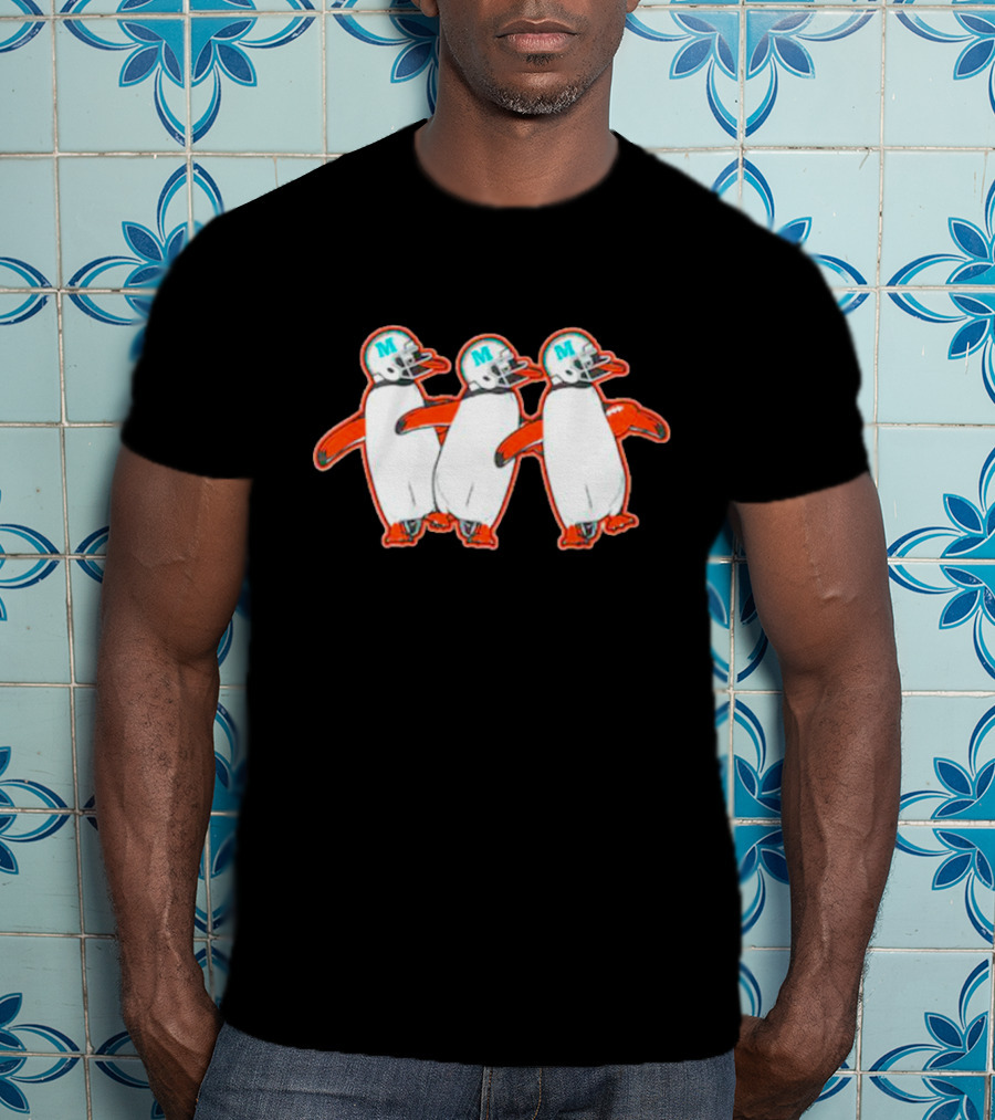 Miami Hurricanes Penguins Marching With Helmets T-Shirt