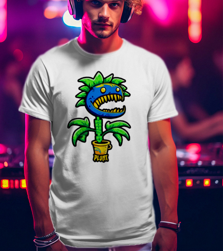 Industry Plant Blue Monster With Yellow Teeth In Yellow Pot T-Shirt