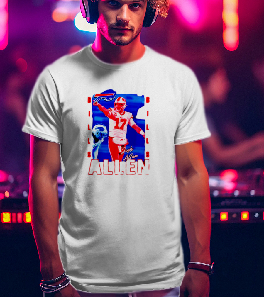 Josh Allen Buffalo Bills NFL Quarterback Iconic Play Action Image T-Shirt