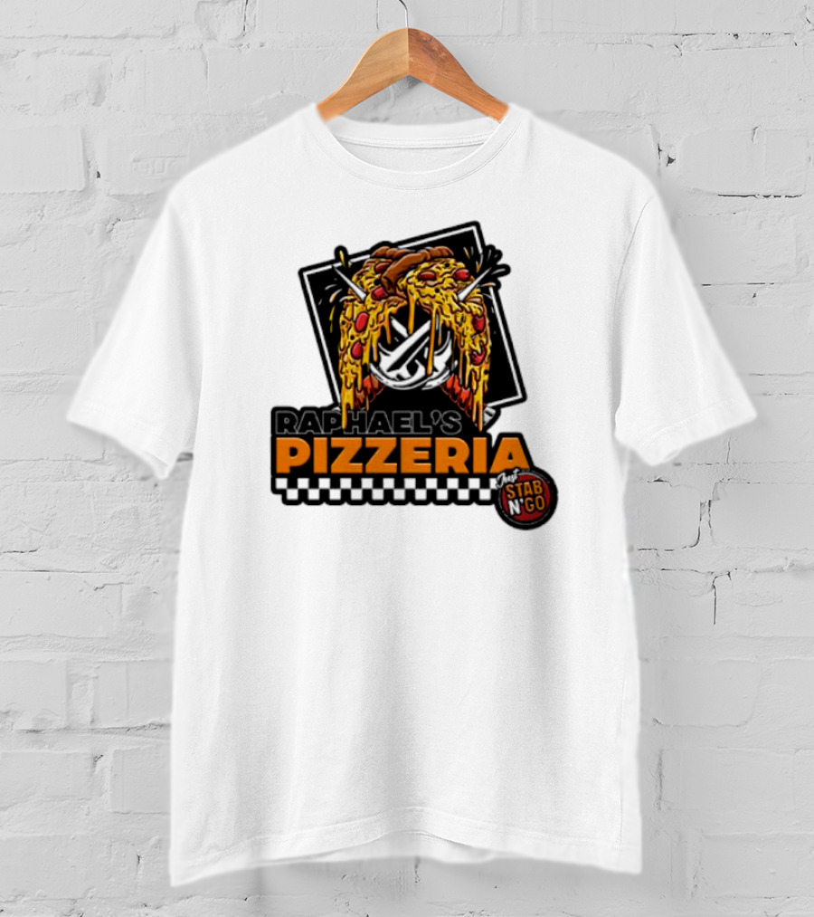 Raphael's Pizzeria Just Stab N' Go Pizza Graphic With Slicing Swords T-Shirt