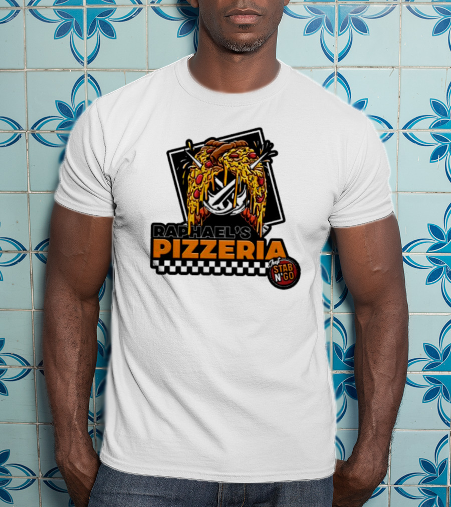 Raphael's Pizzeria Just Stab N' Go Pizza Graphic With Slicing Swords T-Shirt