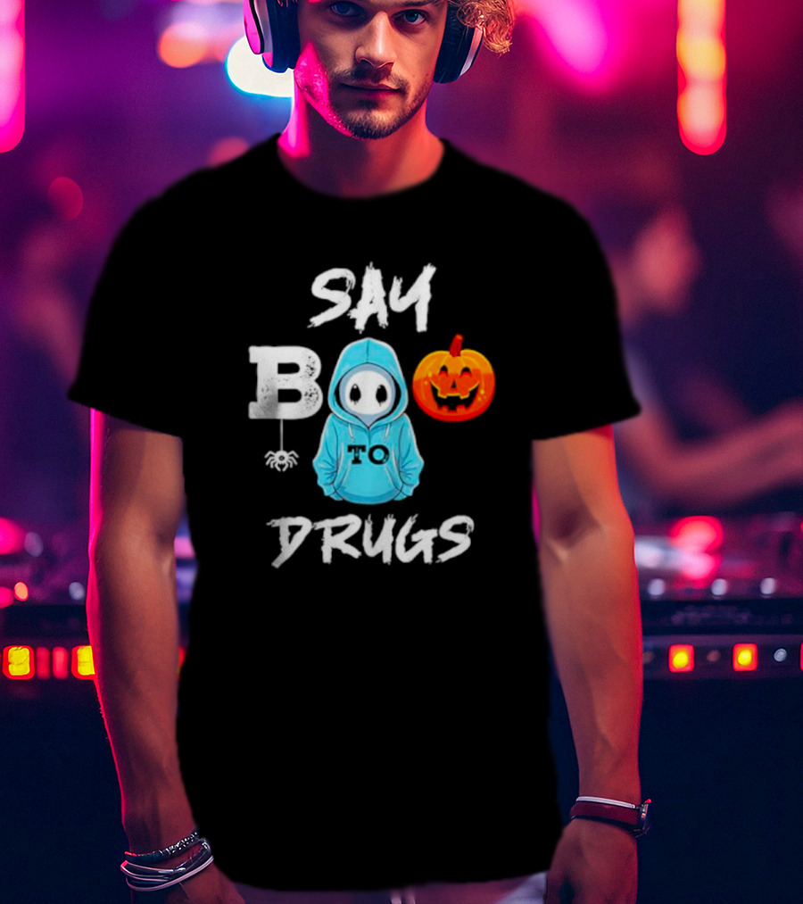 Red Ribbon Week Awareness Say Boo To Drugs Halloween Pumpkin T-Shirt