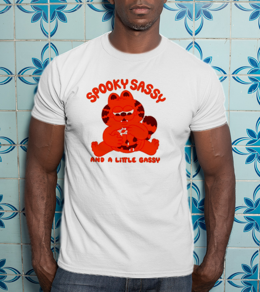 Spooky Sassy And A Little Gassy Halloween Cat Eating Candy T-Shirt