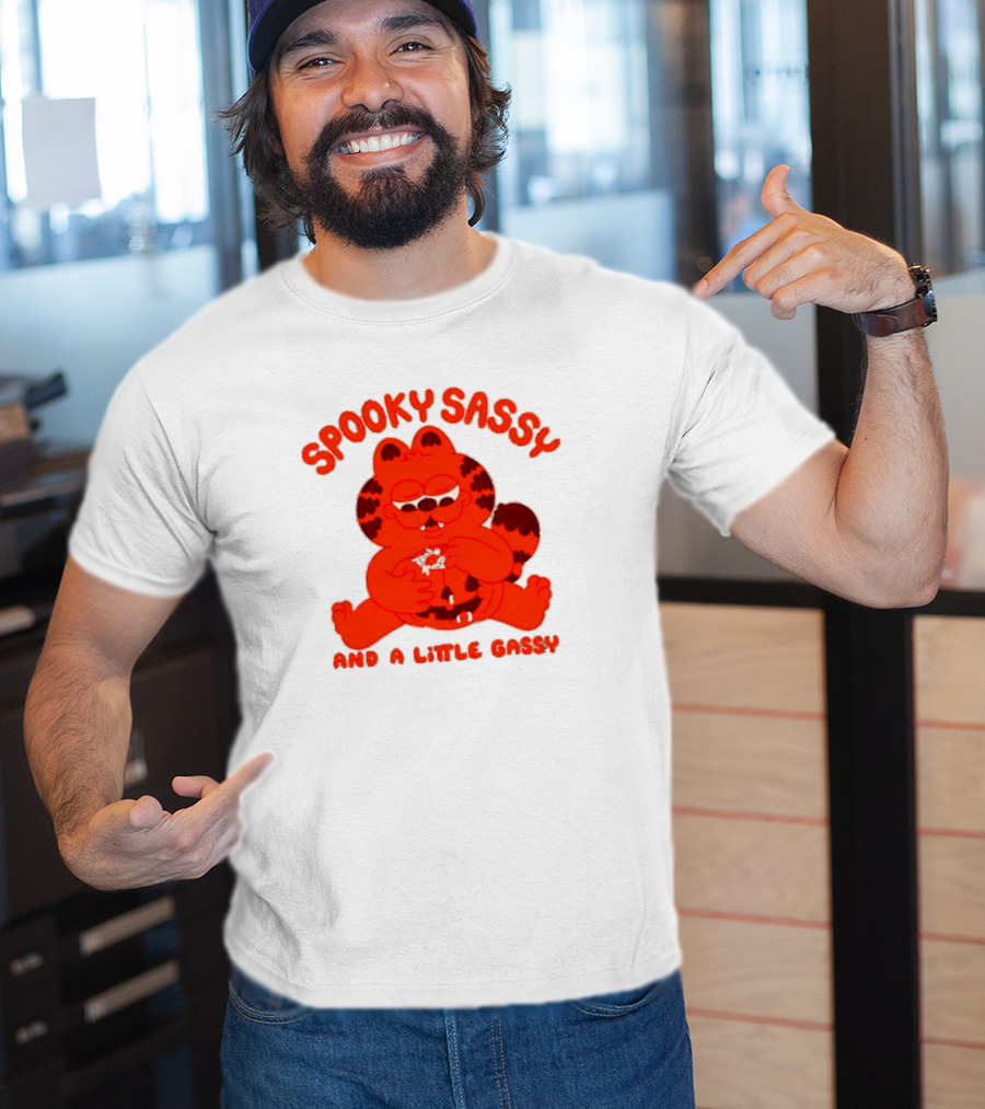 Spooky Sassy And A Little Gassy Halloween Cat Eating Candy T-Shirt