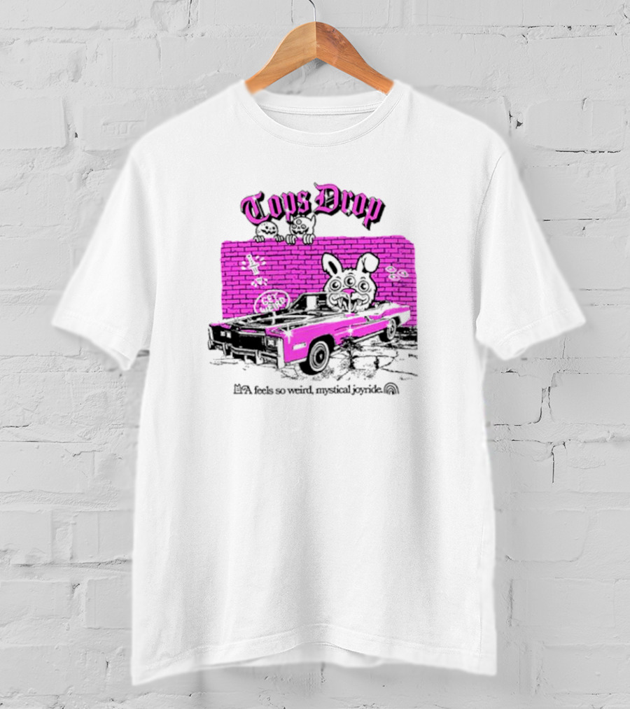 Tops Drop Feels So Weird Mystical Joyride Pink Lowrider With Cartoon Graffiti T-Shirt
