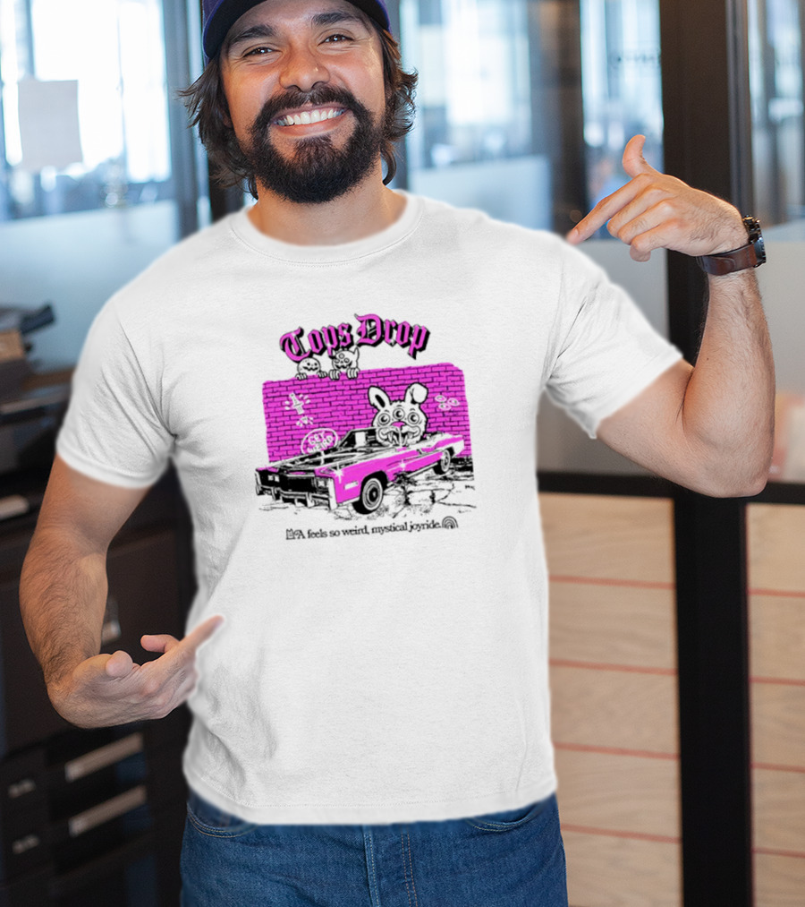 Tops Drop Feels So Weird Mystical Joyride Pink Lowrider With Cartoon Graffiti T-Shirt