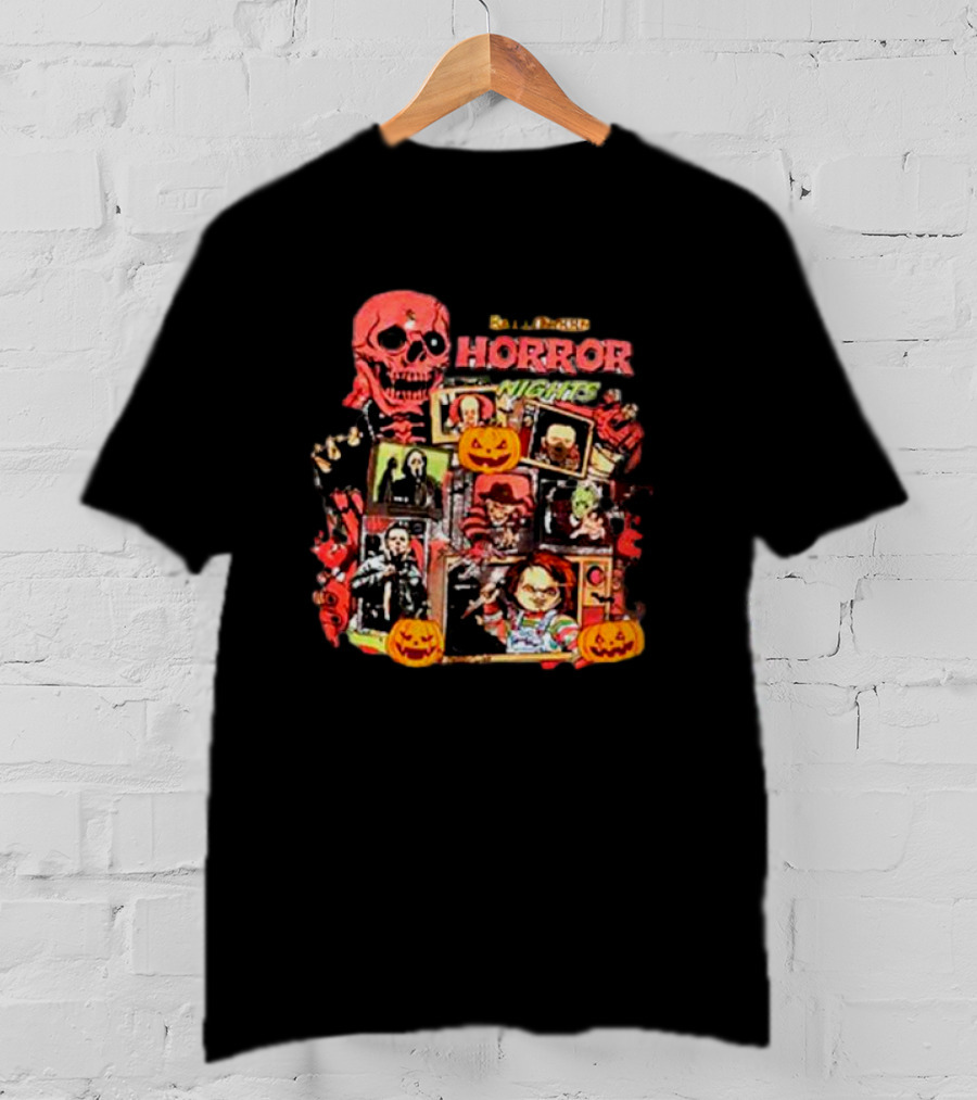 Halloween Horror Nights 90s Vintage Skull And Monsters T-Shirt