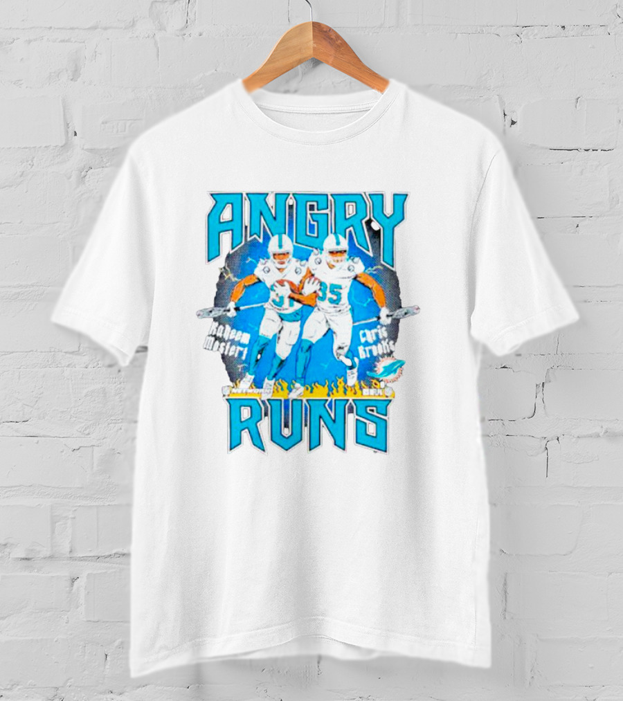 Angry Runs Dolphins Raheem Mostert Chris Brooks Football Action T-Shirt