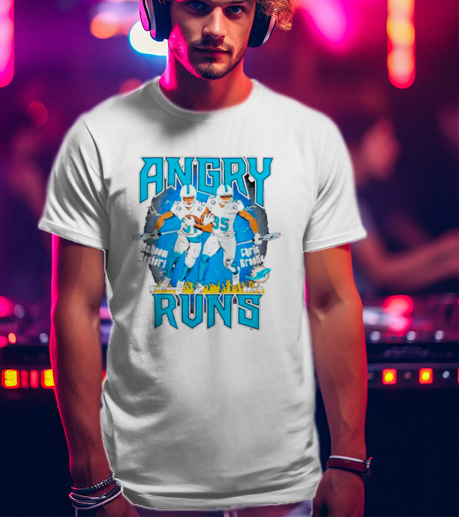 Angry Runs Dolphins Raheem Mostert Chris Brooks Football Action T-Shirt