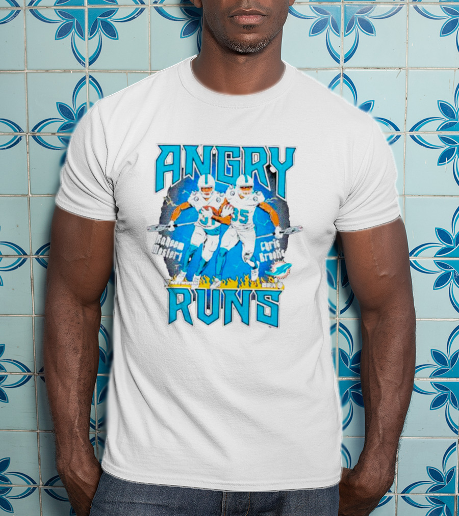 Angry Runs Dolphins Raheem Mostert Chris Brooks Football Action T-Shirt