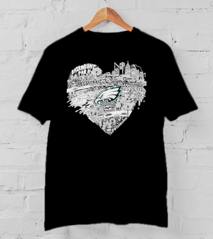 Philadelphia Eagles Fairmount Park West River Heart T-Shirt