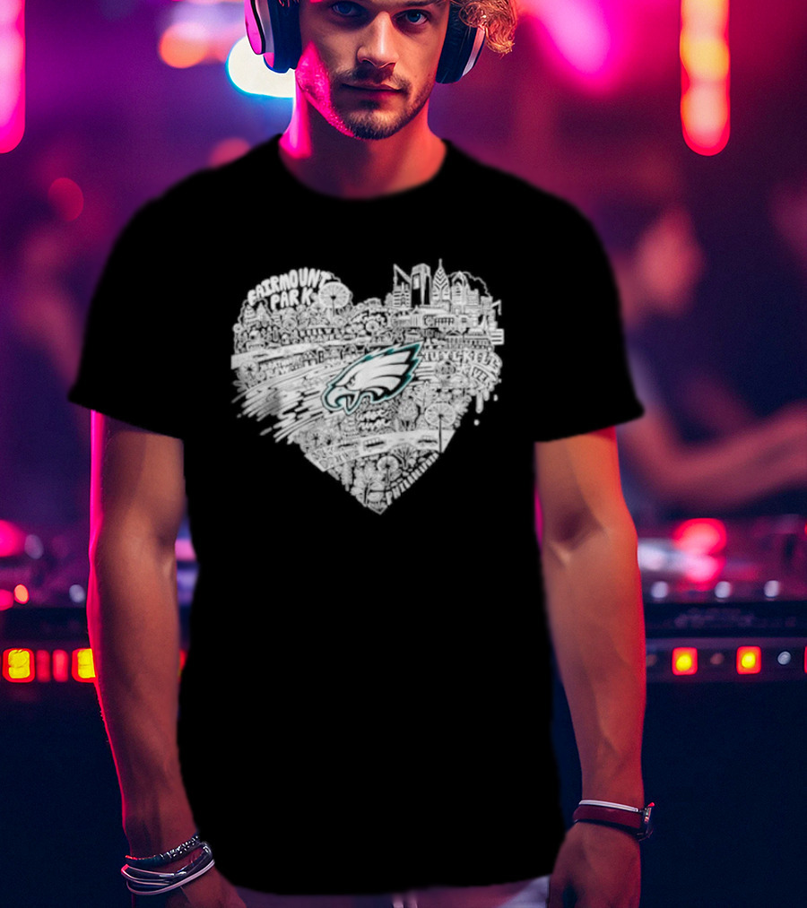 Philadelphia Eagles Fairmount Park West River Heart T-Shirt