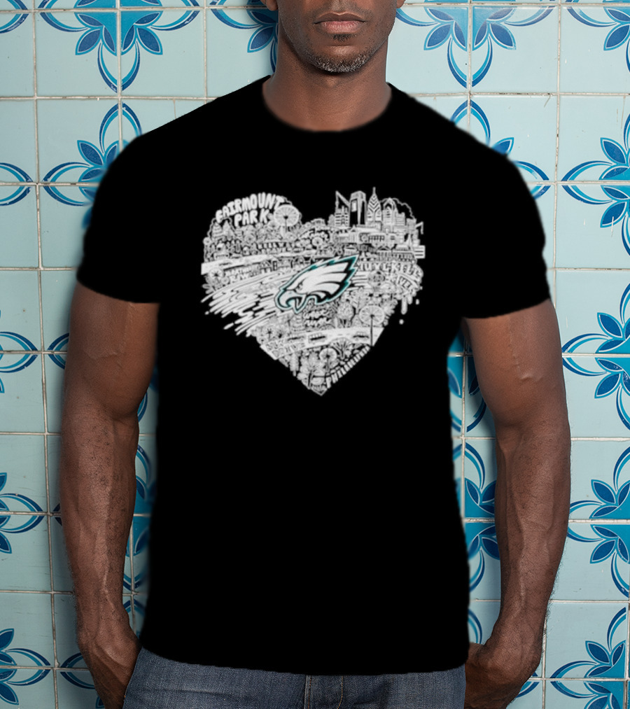 Philadelphia Eagles Fairmount Park West River Heart T-Shirt