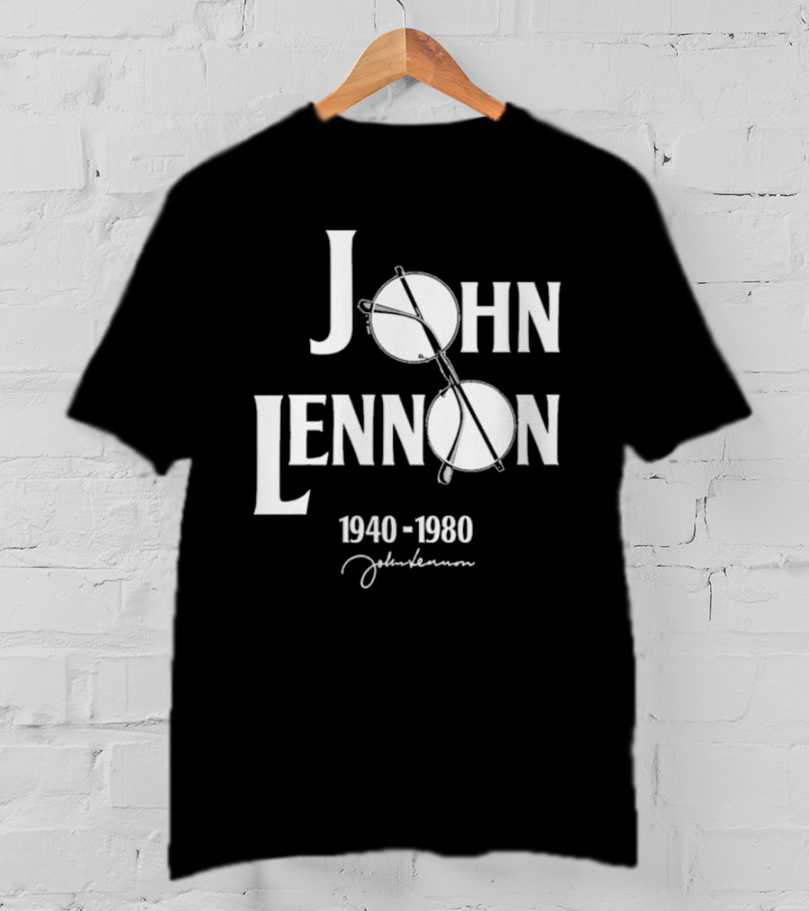 John Lennon 1940-1980 Peace Symbol Signature T-Shirt