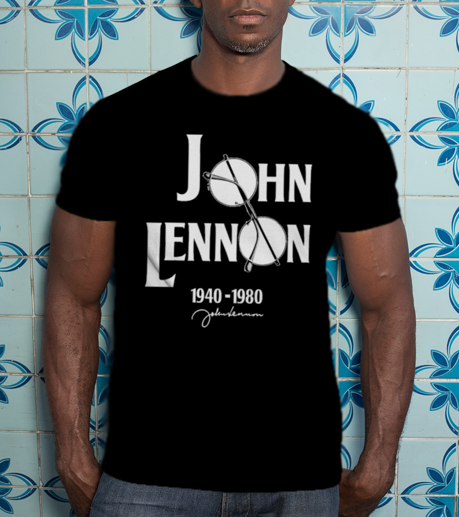 John Lennon 1940-1980 Peace Symbol Signature T-Shirt