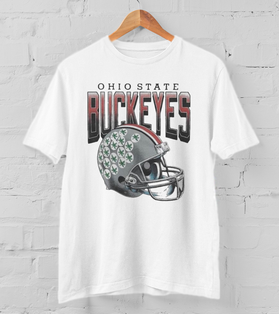 Ohio State Buckeyes Helmet With Leaf Stickers T-Shirt