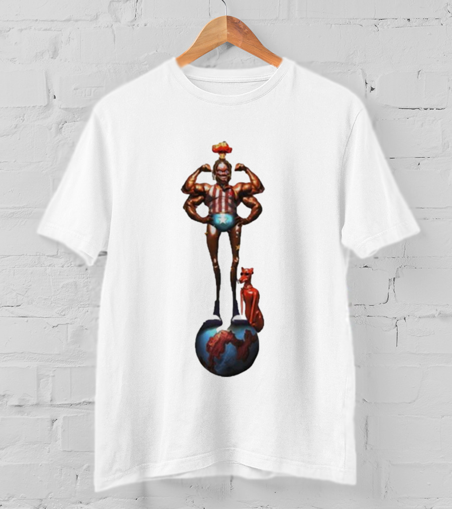 Travis Scott Circus Maximus Strongman And Feline On Globe T-Shirt