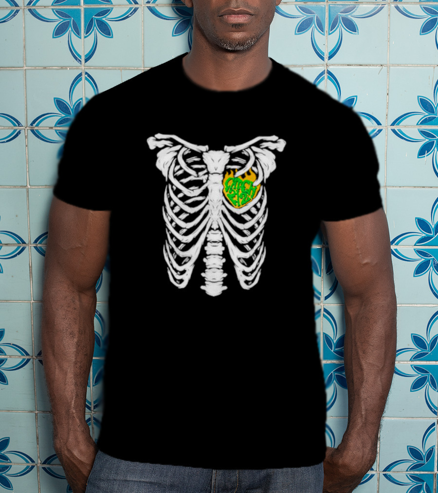 Catch 2 2 Never Die Skeleton Ribcage Flame T-Shirt