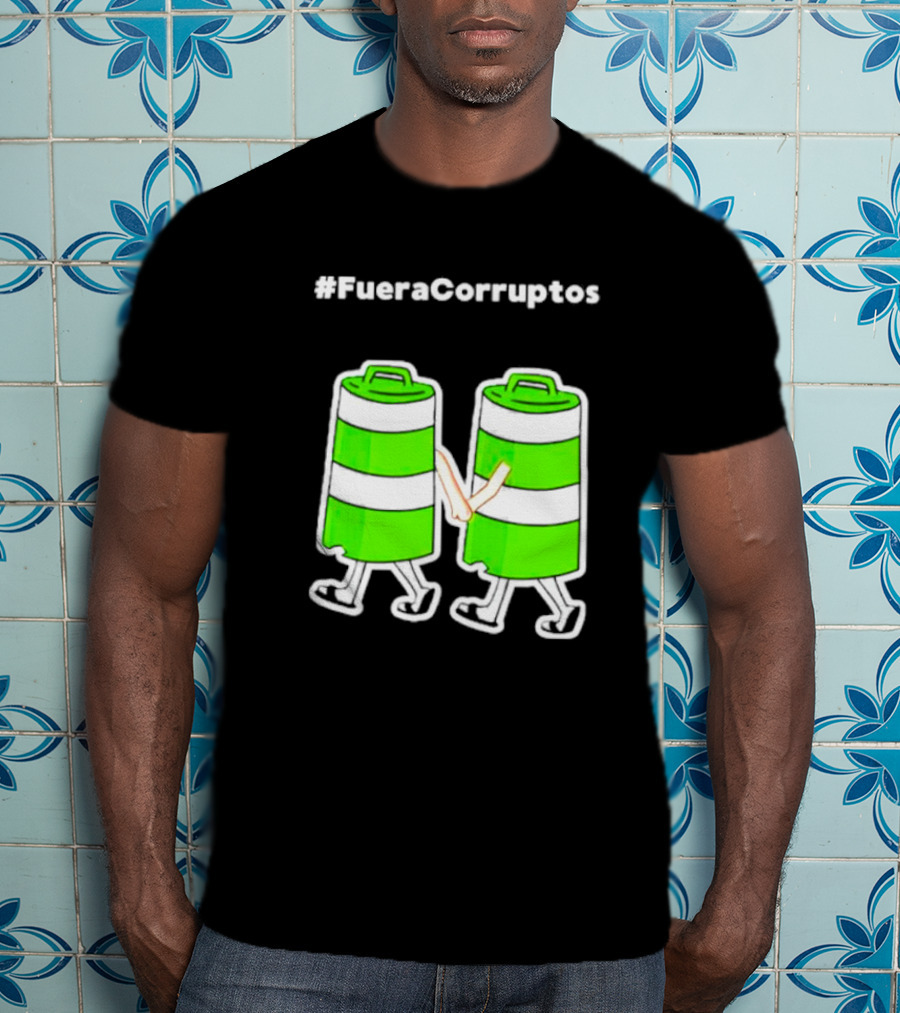 Paola Hurtado Uri Samayoa #Fueracorruptos Green Bins Handshake T-Shirt