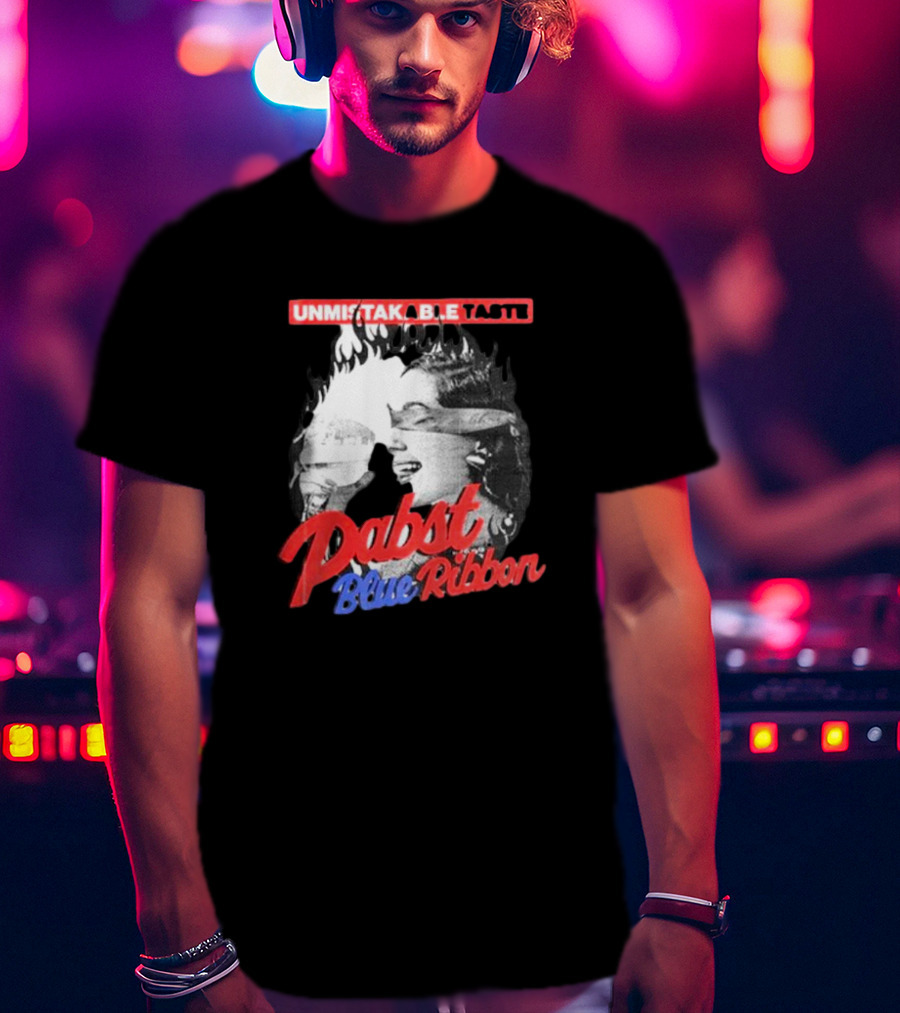 Unmistakable Taste Pabst Blue Ribbon Fiery T-Shirt
