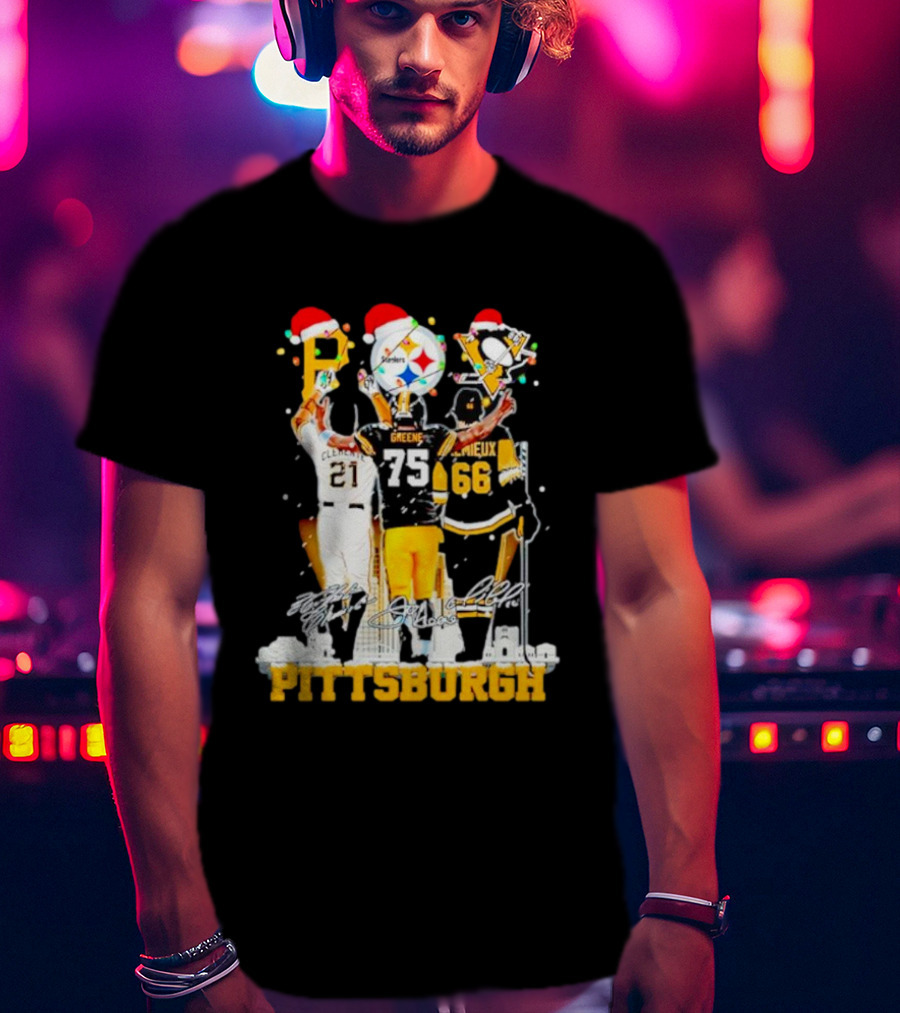 Pittsburgh Icons Clemente Greene Lemieux Steelers 79 Penguins 66 T-Shirt
