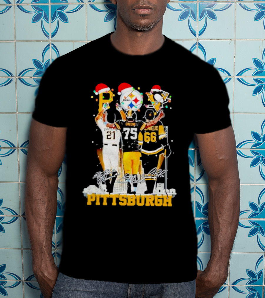 Pittsburgh Icons Clemente Greene Lemieux Steelers 79 Penguins 66 T-Shirt