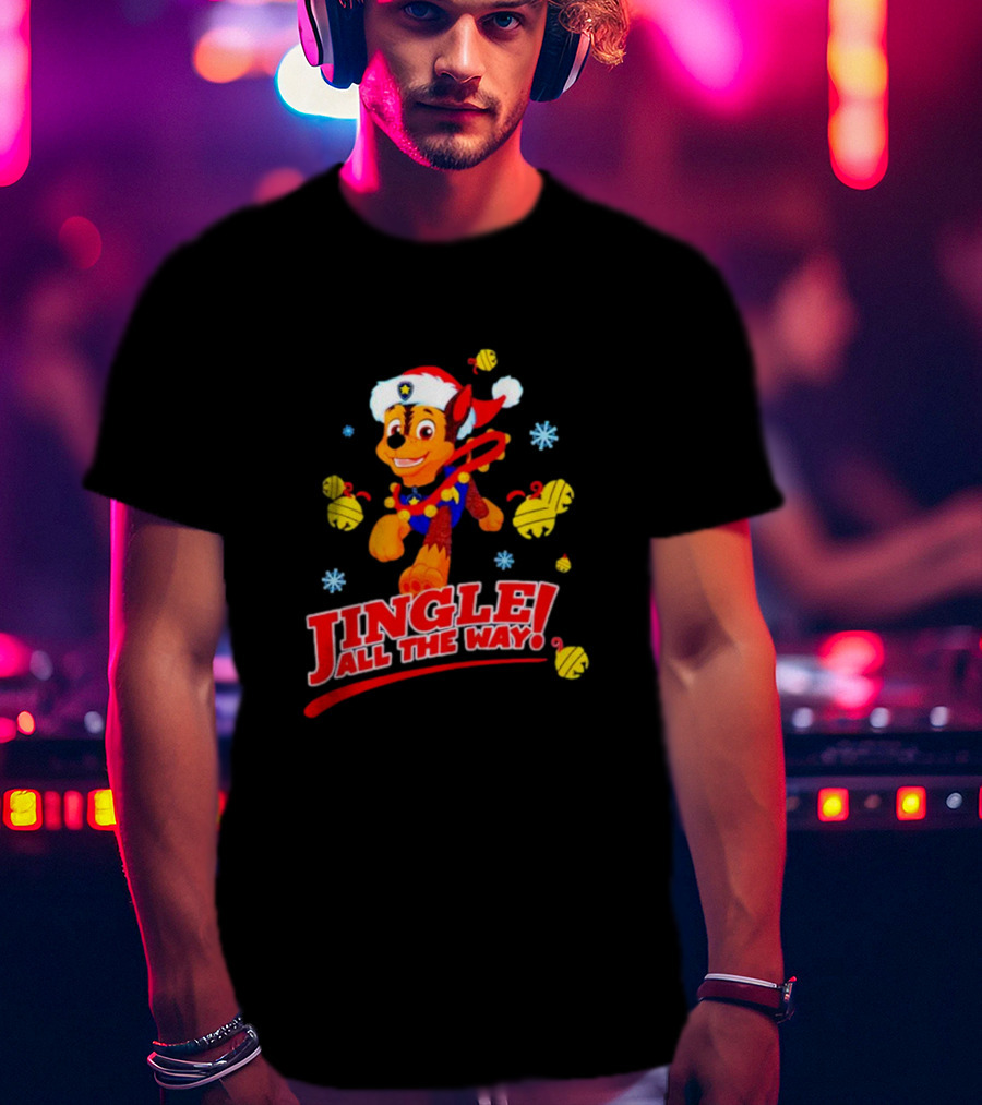 Paw Patrol Chase Jingle All The Way Christmas Boys T-Shirt