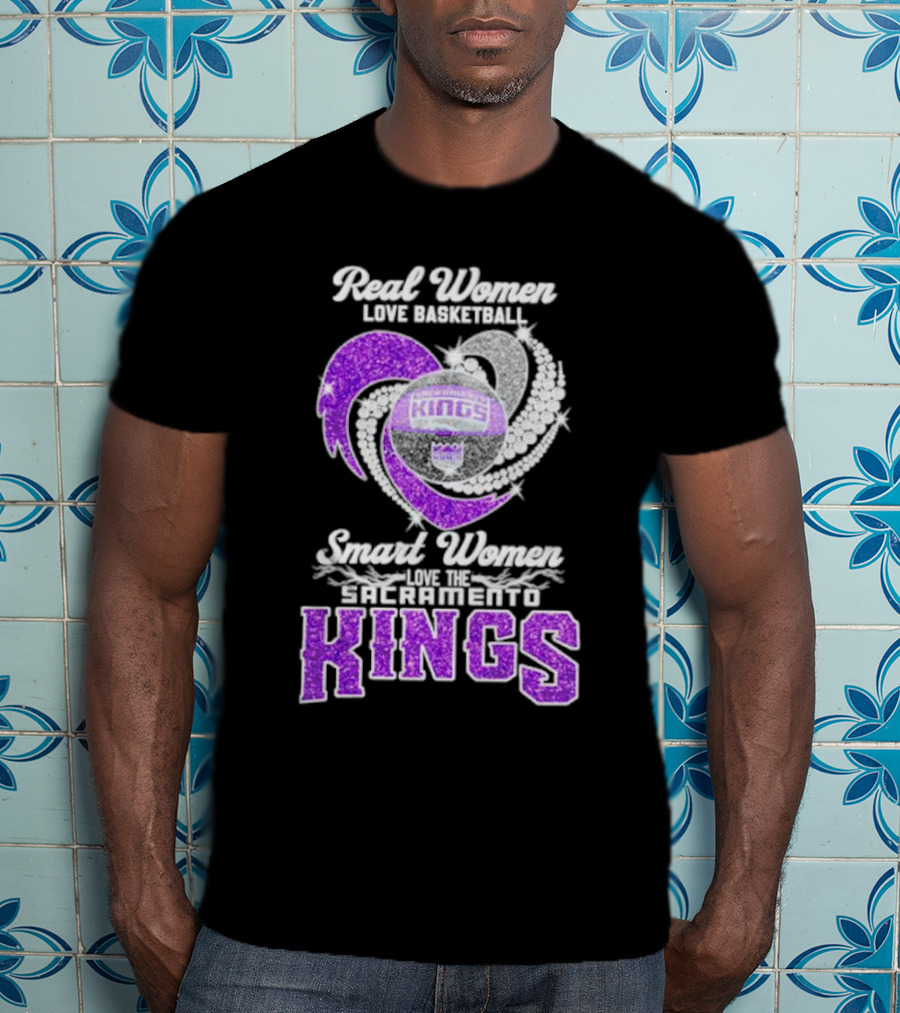 Real Women Love Basketball Smart Women Love The Sacramento Kings Kings Logo Basketball T-Shirt
