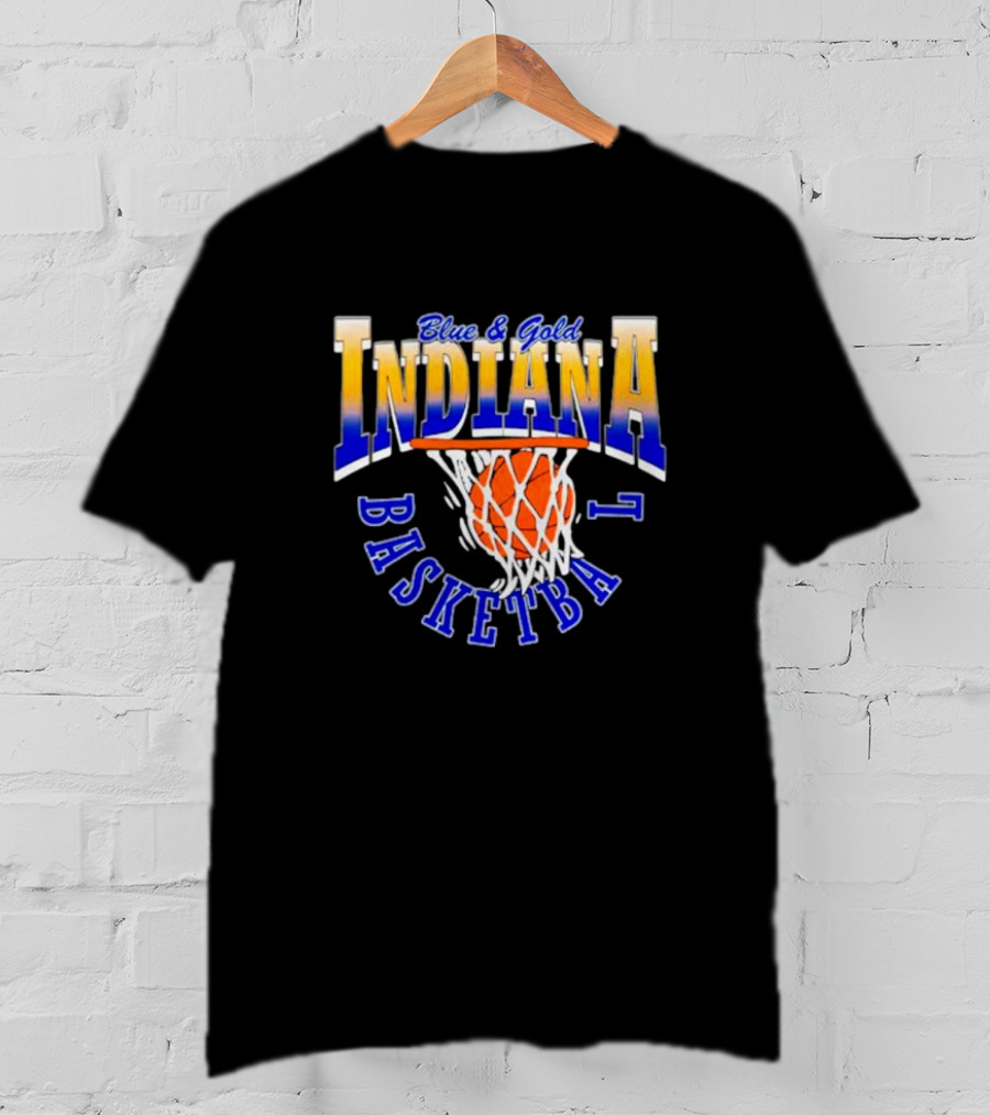 Blue And Gold Indiana Basketball 90’s Retro Style Hoops T-Shirt