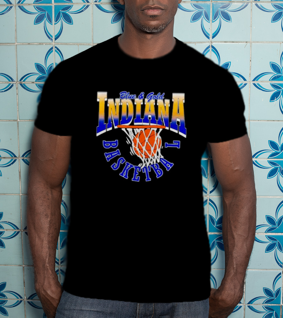 Blue And Gold Indiana Basketball 90’s Retro Style Hoops T-Shirt