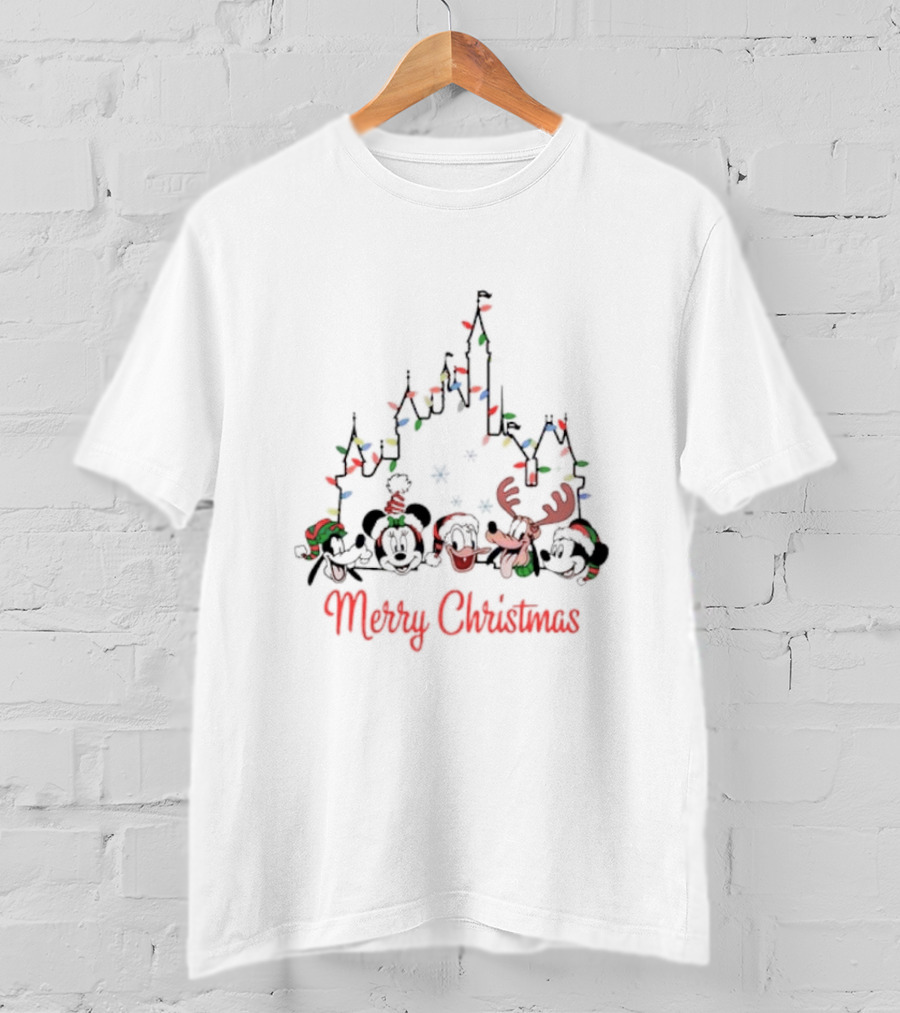 Merry Christmas Disney Castle With Disney Friends T-Shirt