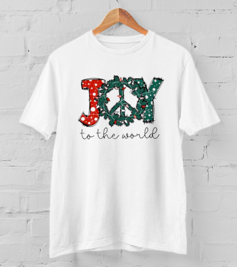 Joy To The World Christmas Wreath Peace T-Shirt