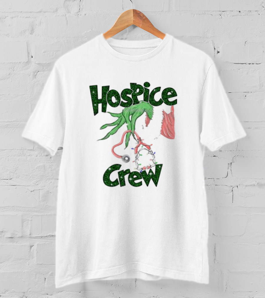 Hospice Crew Grinch Hand Christmas Lights T-Shirt
