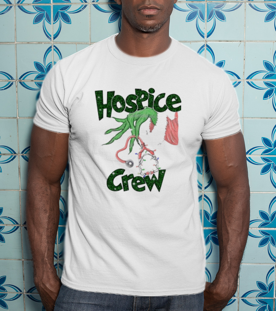 Hospice Crew Grinch Hand Christmas Lights T-Shirt