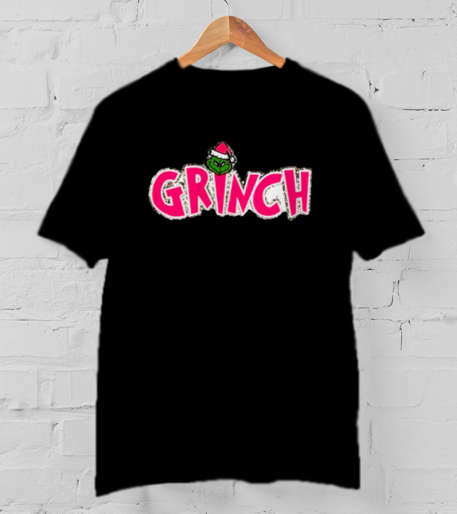Grinch Santa Hat Pink T-Shirt