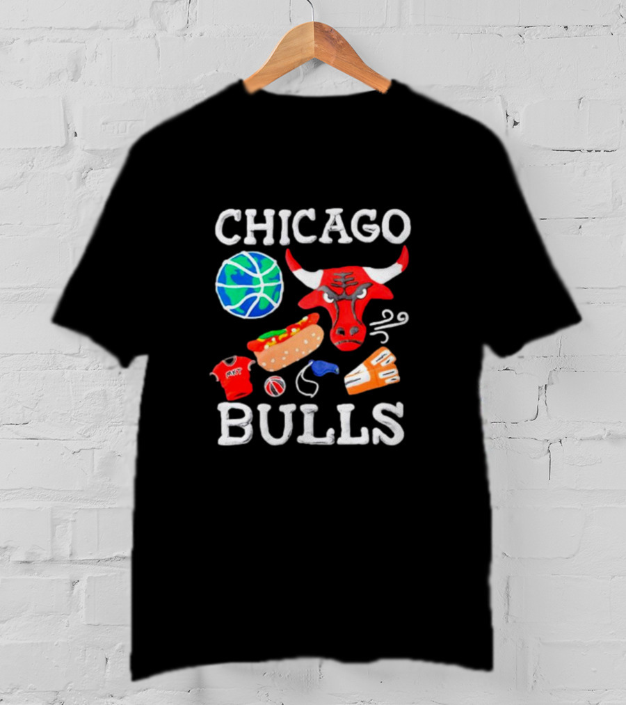 Chicago Bulls NBA Claymation Hot Dog Basketball Jersey Sneaker T-Shirt