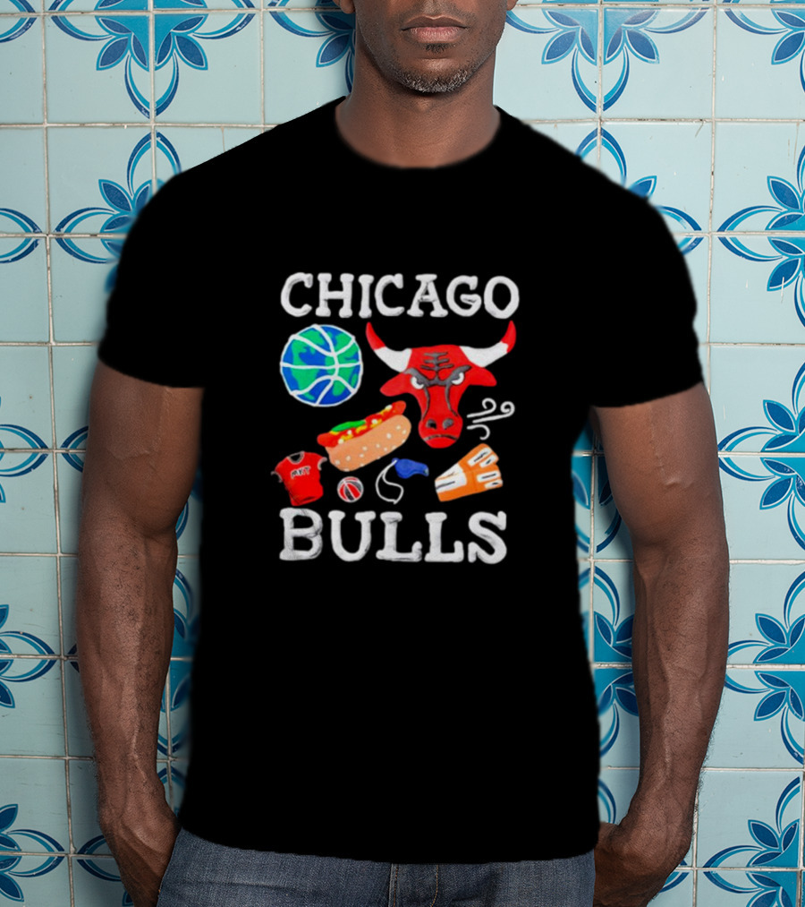 Chicago Bulls NBA Claymation Hot Dog Basketball Jersey Sneaker T-Shirt