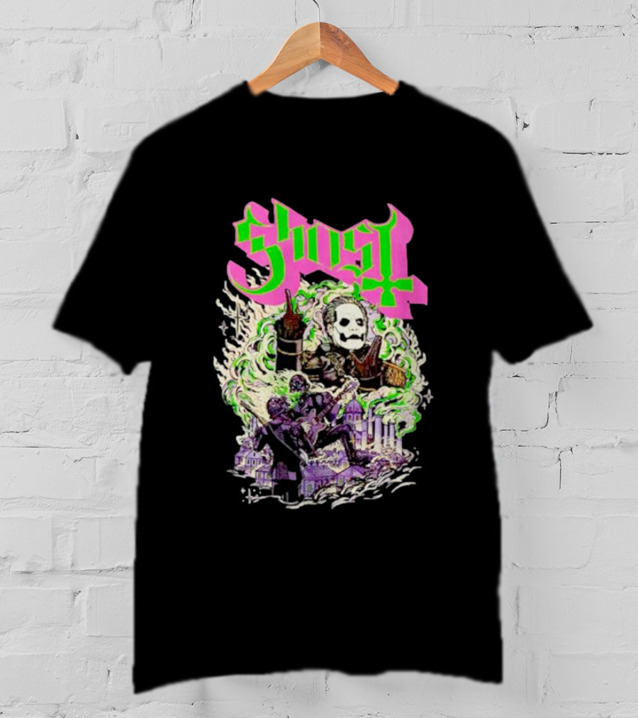 Ghost Cardinal Copia Psychedelic Gothic Smoky Scene T-Shirt