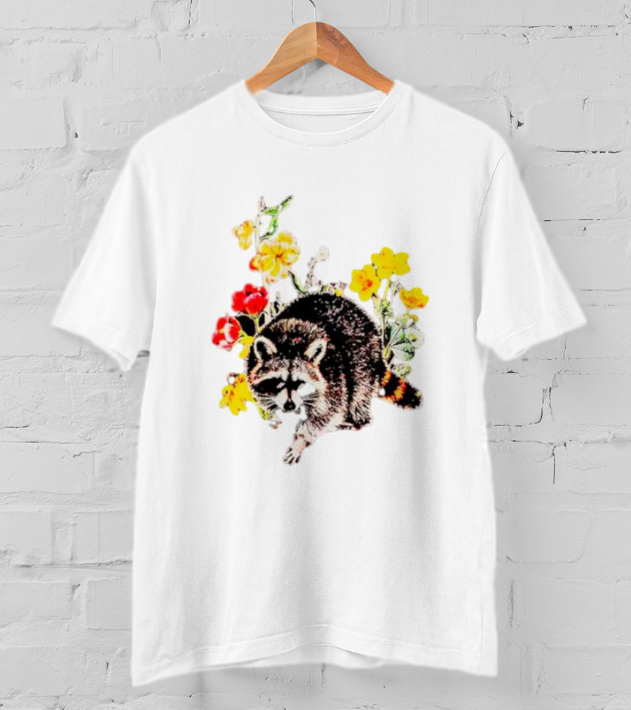 Raccoon With Vibrant Floral Arrangement T-Shirt