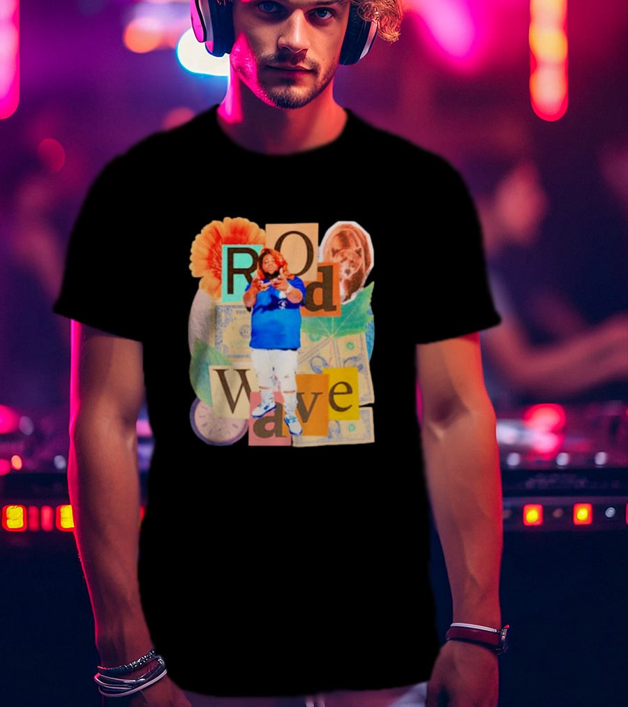 Rod Wave Vintage Bootleg Collage With Floral And Currency Elements T-Shirt