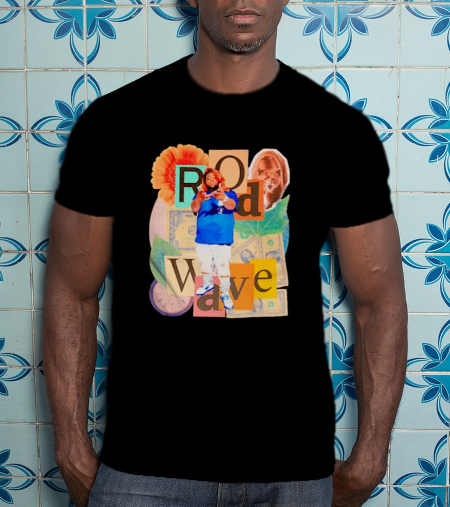 Rod Wave Vintage Bootleg Collage With Floral And Currency Elements T-Shirt