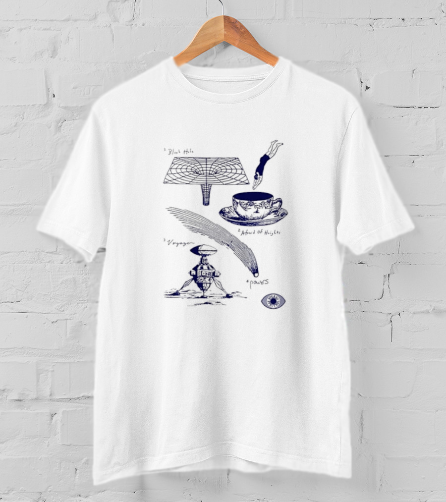 Black Hole Afraid Of Heights Voyage Powers Tea Cup Hand Drawing Eye T-Shirt