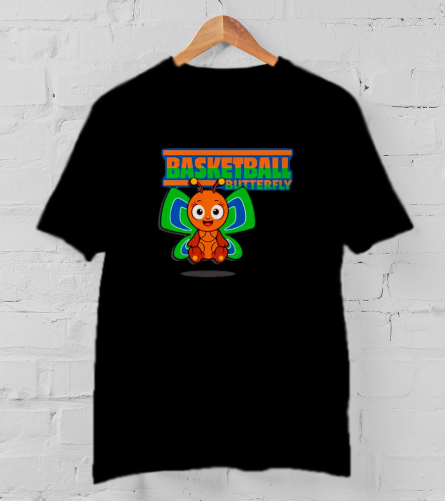 Basketball Butterfly Adorable Cartoon Character With Neon Colors T-Shirt