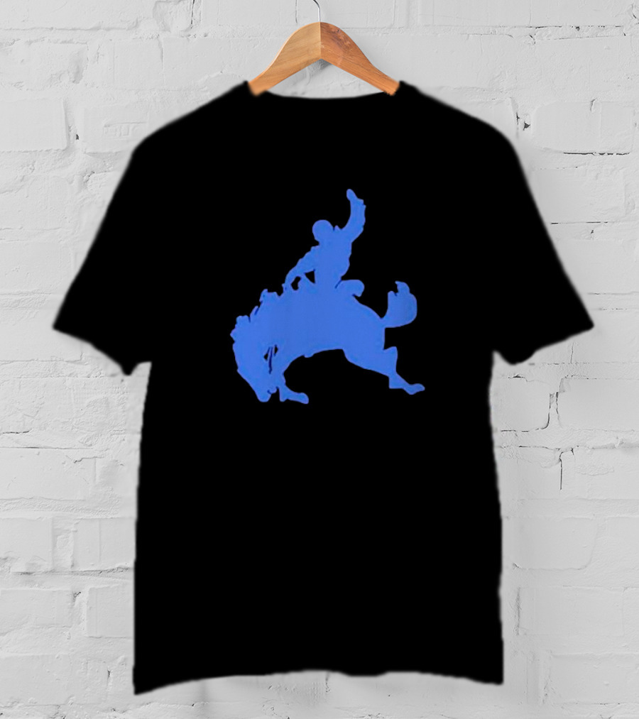 Bucking Bronco Silhouette Blue T-Shirt