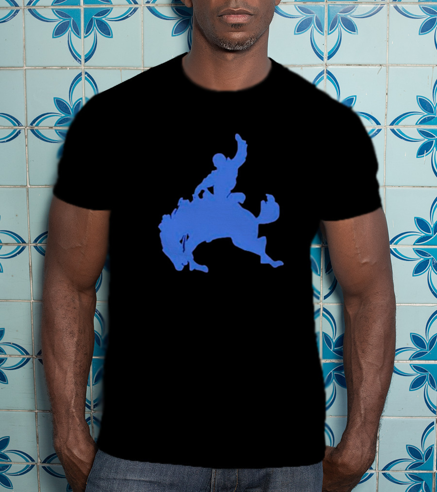 Bucking Bronco Silhouette Blue T-Shirt