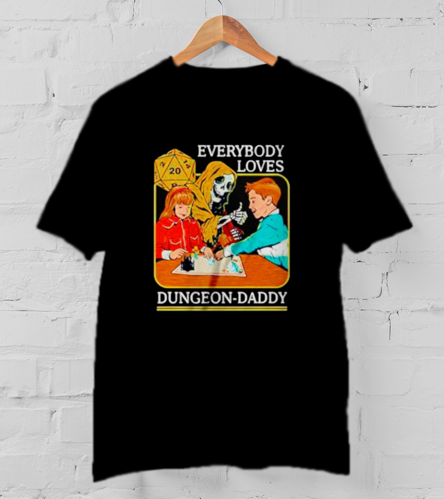 Everybody Loves Dungeon-Daddy Vintage RPG Dice Skeleton Adventure T-Shirt