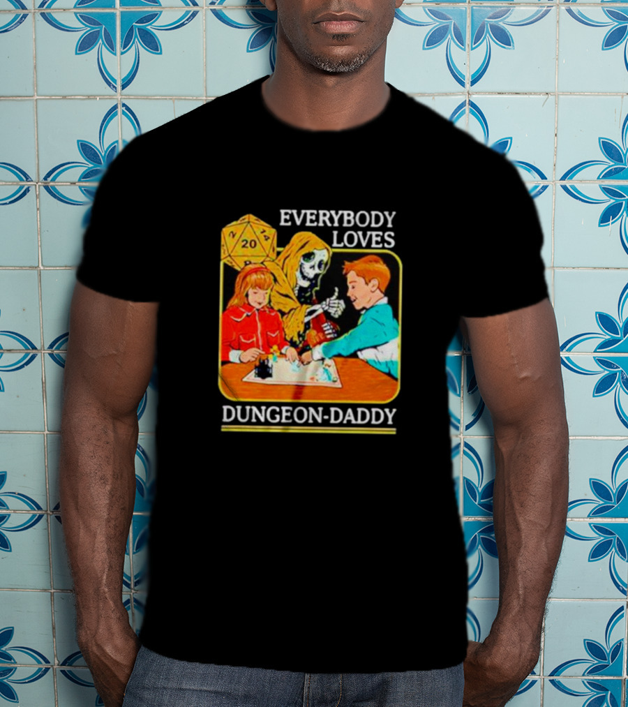 Everybody Loves Dungeon-Daddy Vintage RPG Dice Skeleton Adventure T-Shirt