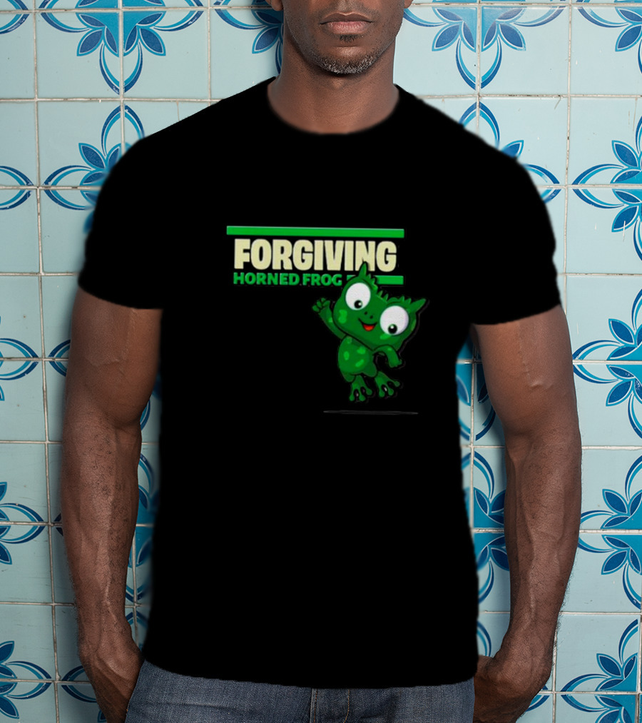 Forgiving Horned Frog Playful Green Character T-Shirt