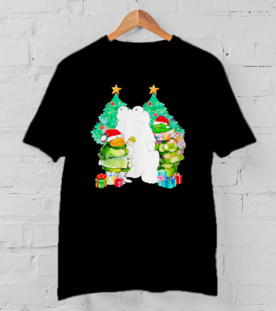 Frog And Toad Christmas Trees Presents Holiday Scene T-Shirt