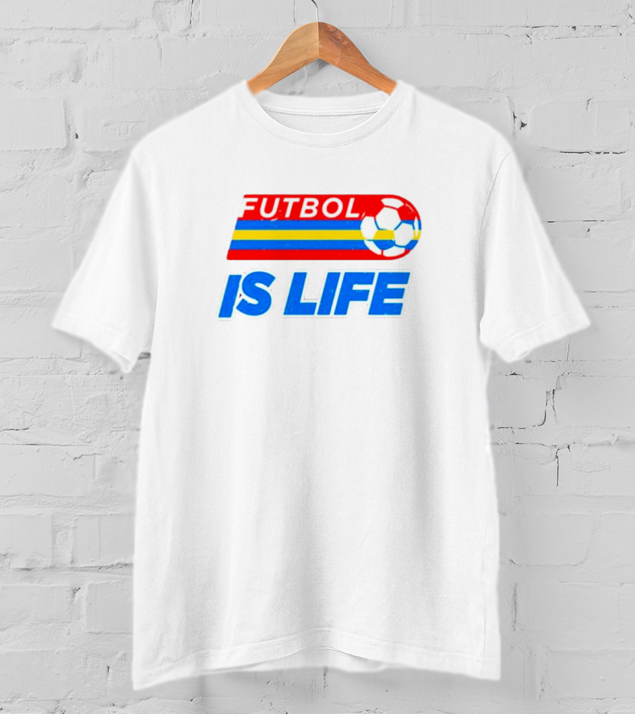 Futbol Is Life Retro Striped Soccer Ball T-Shirt